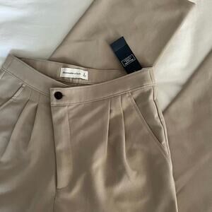 Abercrombie Cross Over Button Tailored Straight Trouser Pant Size S Tan NWT